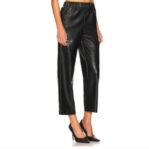 Black Faux Leather Straight-Leg Pants